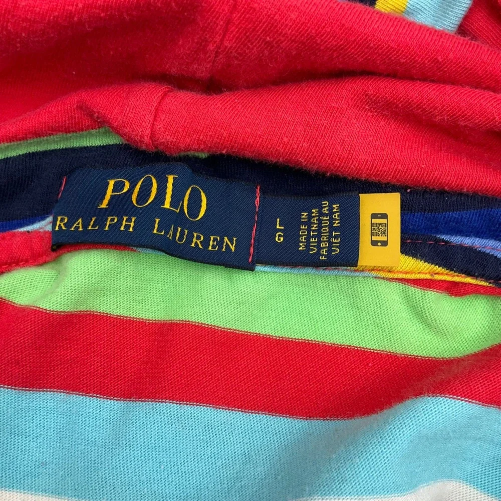 Polo Ralph Lauren Hooded Shirt Men L Stripe Skater Grungecore Preppy Y2K Hip Hop